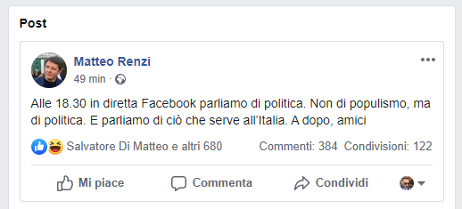 Matteo Renzi Facebook