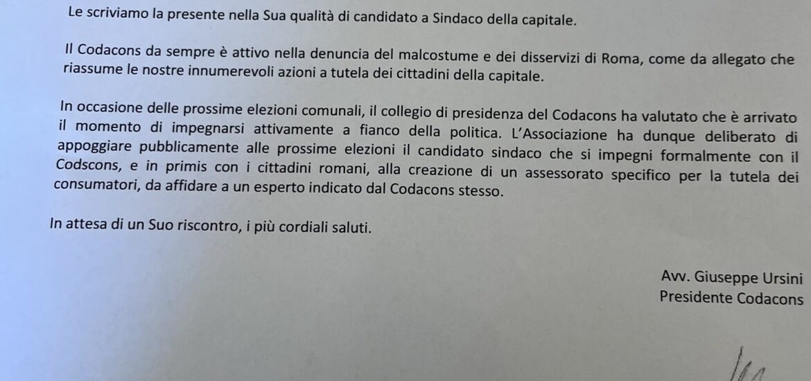 Calenda Codacons