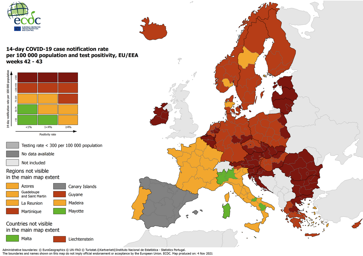 Covid, ecco le (fosche) previsioni di ECDC per novembre
