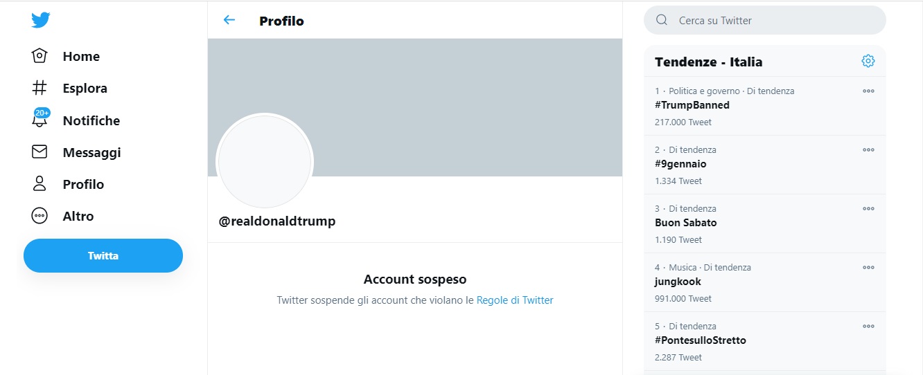 Twitter ha cacciato Trump